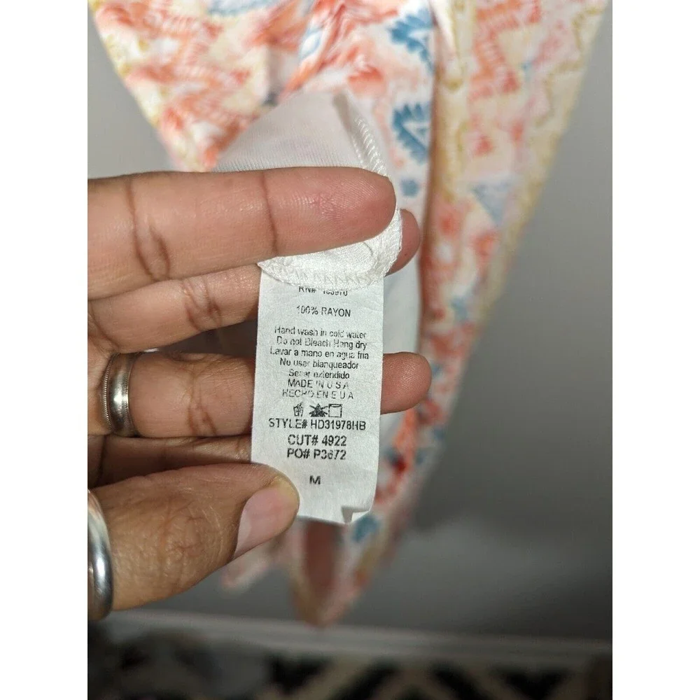 Hummingbird Colorful Abstract Print Ruffle Midi Sleeveless Dress Women Size M - Picture 6 of 6
